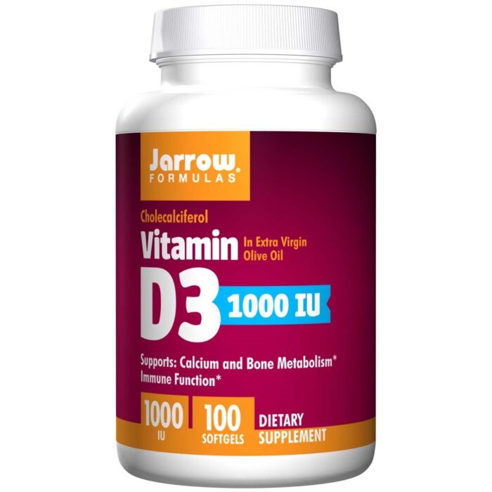 Витамин D Jarrow Formulas Витамин D3 (Холекальциферол), 1000 МЕ, 100 гелевых капсул