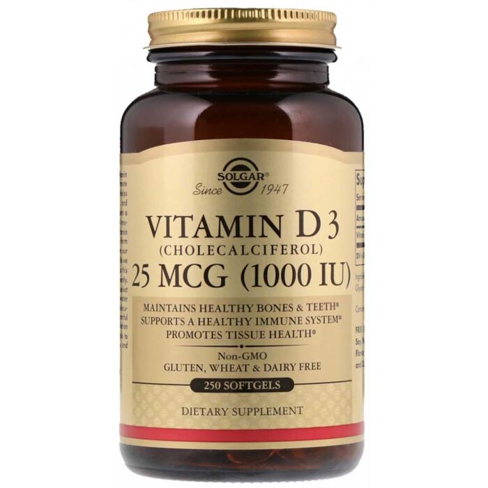 Solgar Vitamin D3, 1000 IU, 250 caps