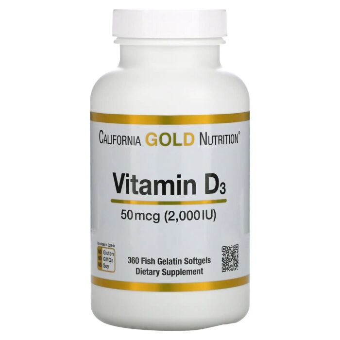 Витамин D California Gold Nutrition Vitamin D3, 50 mcg (2,000 IU), 360 Softgels (EXP 04/24)