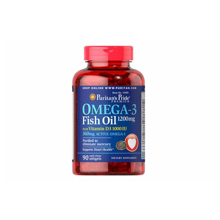 Puritans Pride Omega 3 Fish Oil 1200 mg plus Vitamin D3 1000 IU 90 кап