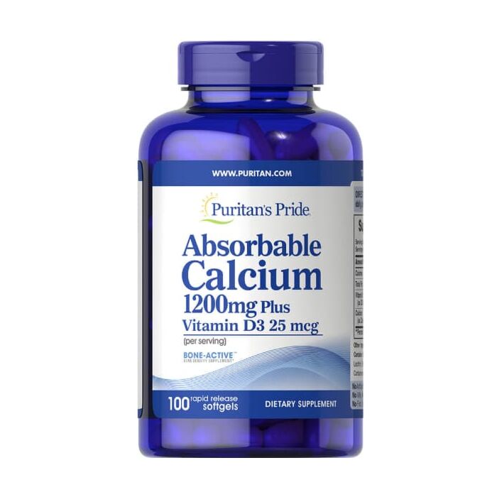 Мінерали Puritans Pride Absorbable Calcium 1200 mg with Vitamin D3 1000 IU 100 табл