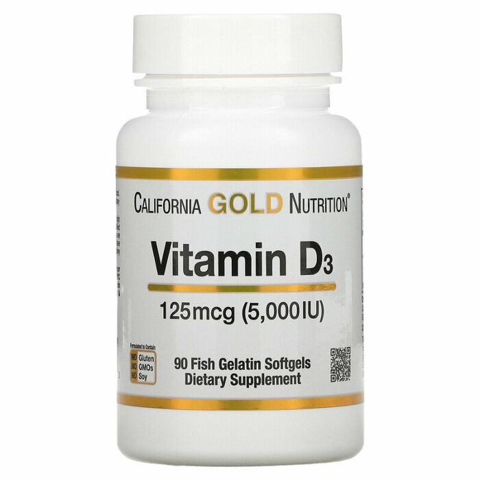 Вітамин D California Gold Nutrition Vitamin D3 125 mcg, 5,000 IU, 90 caps