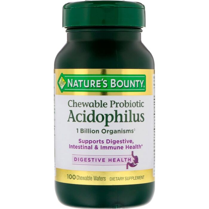 Ноотропный комплекс Nature's Bounty Chewable Probiotic Acidophilus, Natural Strawberry Flavor, 100 Chewable Wafers