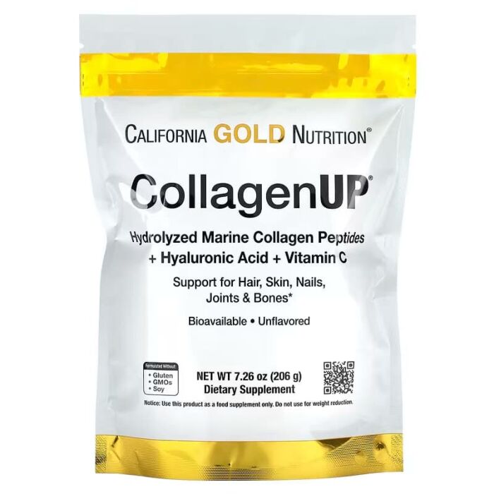 Коллаген California Gold Nutrition CollagenUP 5000 206 грамм, морской гидролизованный коллаген, гиалуроновая кислота и витамин C, с нейтральным вкусом