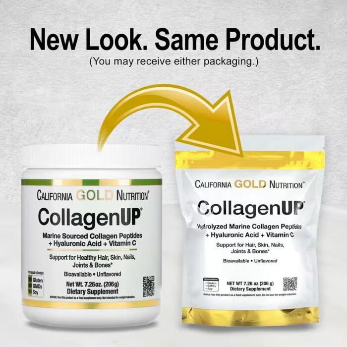 Коллаген California Gold Nutrition CollagenUP 5000 206 грамм, морской гидролизованный коллаген, гиалуроновая кислота и витамин C, с нейтральным вкусом