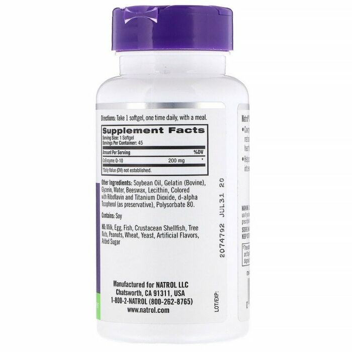 Антиоксиданты Natrol CoQ-10 200mg - 45 софт гель
