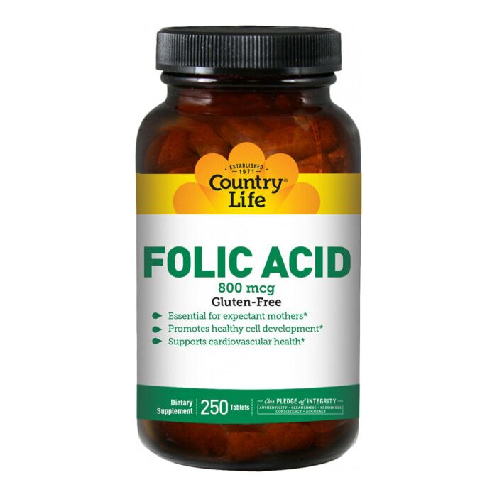 Витамин B Country Life Folic Acid 800 мкг 250 табл