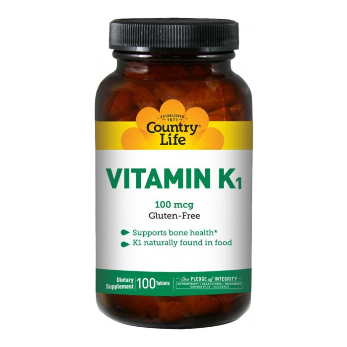 Вітамин К-2 Country Life Vitamin K1 100 мкг 100 табл
