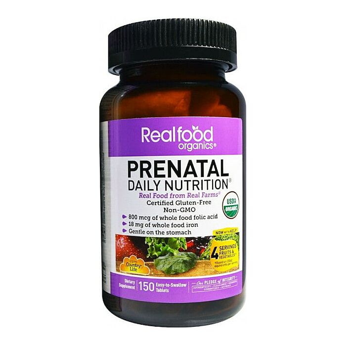 Для женского здоровья Country Life Real food organics Prenatal 150 табл