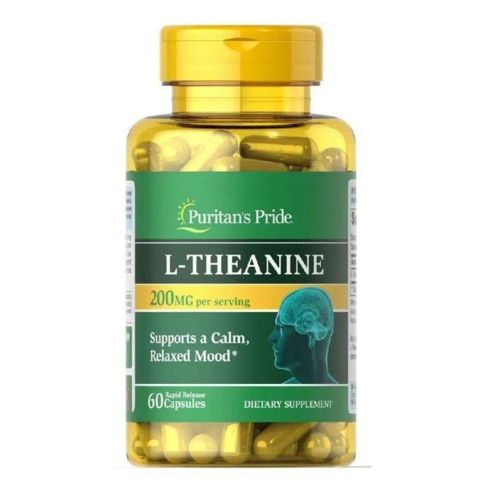 Для поддержки нервной системы Puritans Pride Л-теанин (L-Theanine) - 200 мг, 60 капсул