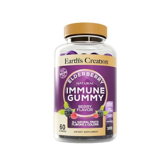 Вітамины для дітей, Вітамины для підлітків Earth's Creation Immune Gummy Elderberry - 60 конфет