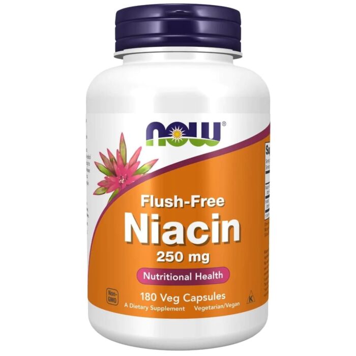 Вітамин B NOW Niacin Flush Free 250 mg,  180 veg capsules
