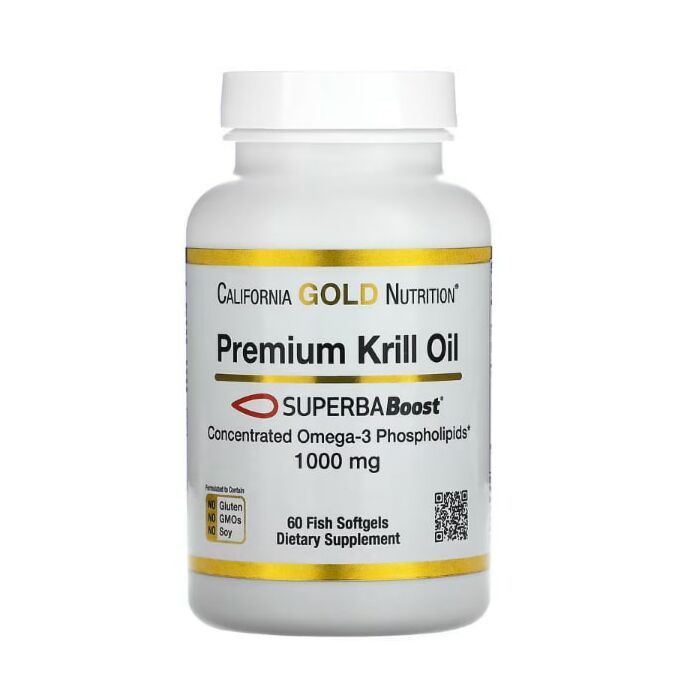 Омега жиры California Gold Nutrition Premium Krill Oil with SUPERBABoost 1,000 mg 60 капс (EXP 09/23)