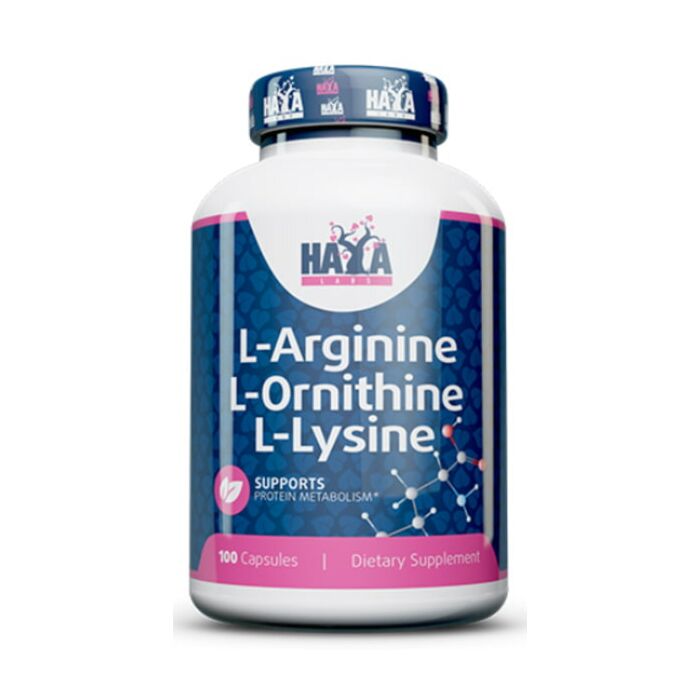 Комплекс аминокислот Haya Labs L-Arginine/L-Ornithine/L-Lysine - 100 caps