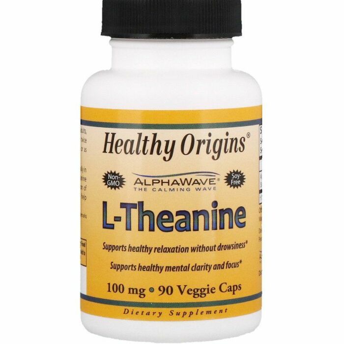 Для поддержки нервной системы Healthy origins L-Theanine, 100 мг, 90 капсул