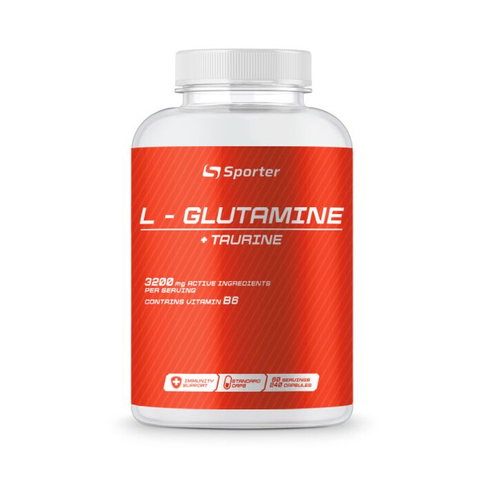 Аминокислота, Глютамин, Таурин Sporter L-glutamine + Taurine - 240 caps