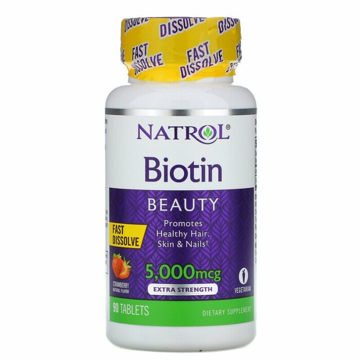 Біотин Natrol Biotin beauty 5000mg 90 табл Strawberry (exp 31/08/2022)