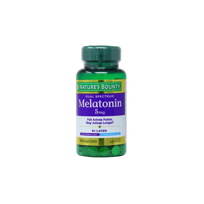 Для здорового сну Nature's Bounty Dual Spectrum Melatonin 5 mg 60 Bi-Layer Tablets