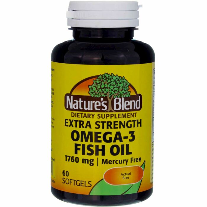 Омега жири Nature's Blend Omega-3 Fish Oil Extra Strength 1760 mg 60 гелевых капсул