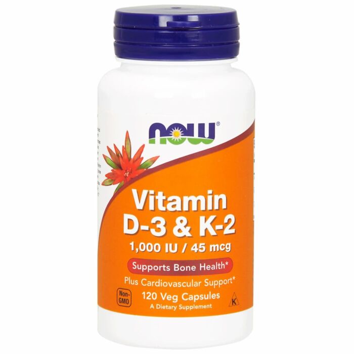 Витамин D, Витамин К-2 NOW Vitamin D-3 & K-2 1000 МЕ/45 мкг 120 капсул (Витамин Д3 и К2)