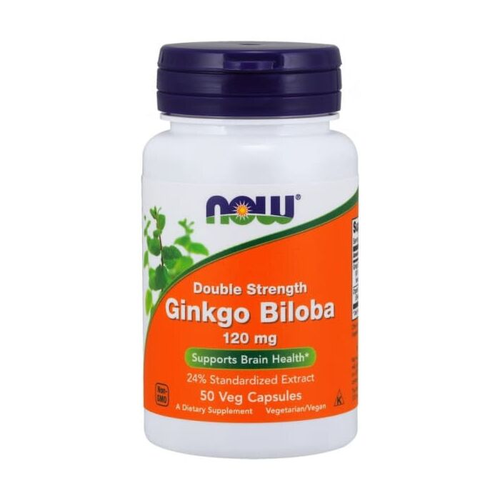 Для поддержки нервной системы, Для здоровья сердца и сосудов, Специальная добавка, Ноотропный комплекс NOW Double Strength Ginkgo Biloba 120 mg (50 veg caps)