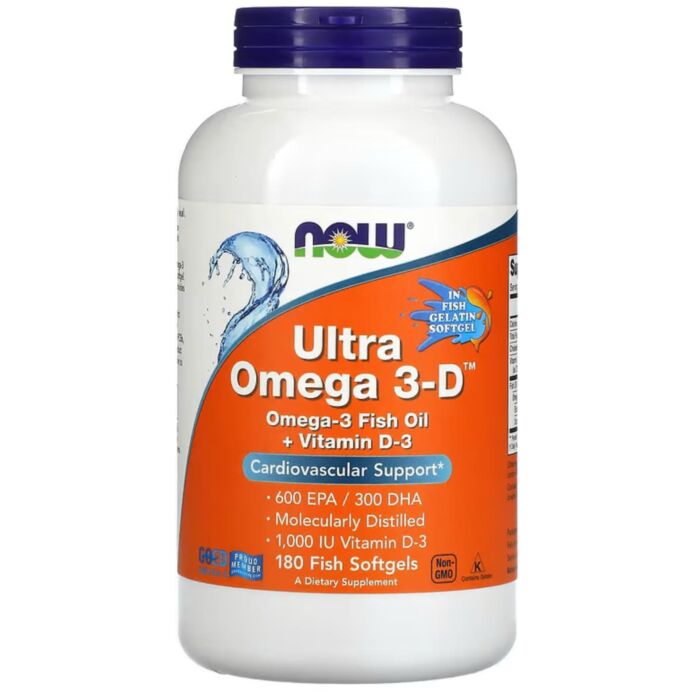 Омега жиры NOW Ultra Omega 3-D 180 fish softgels