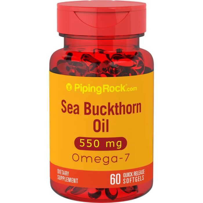 Омега жиры Piping Rock Omega-7 Sea Buckthorn Oil 550 mg 60 капс (Облепиховое масло)