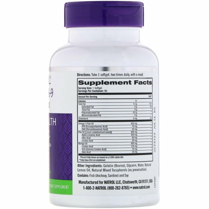 Омега жиры Natrol Omega 3-6-9 Cmplx 55% - 60 софт гель