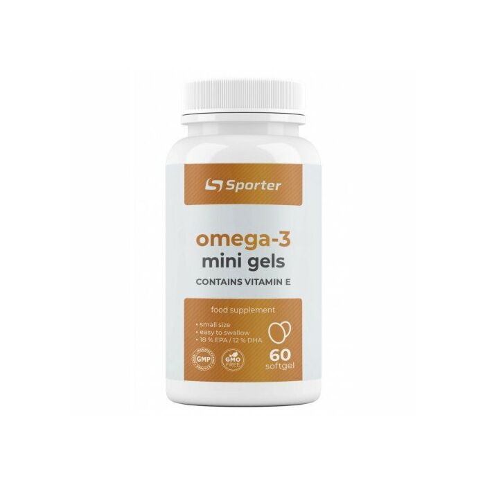 Омега жиры Sporter Omega 3, mini gels plus vitamin E - 60 caps