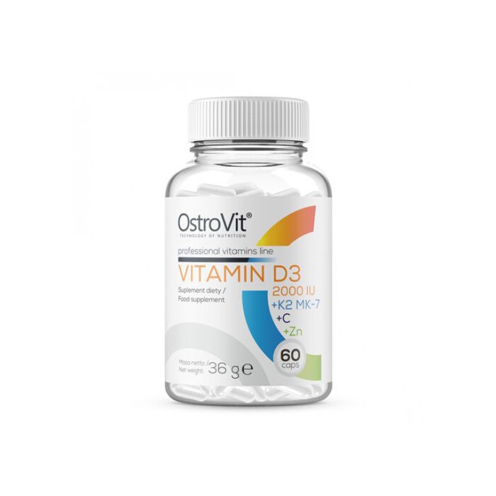 Витамин D OstroVit Vitamin D3 2000 IU + K2 MK-7 + C + Zn (60 капсул)