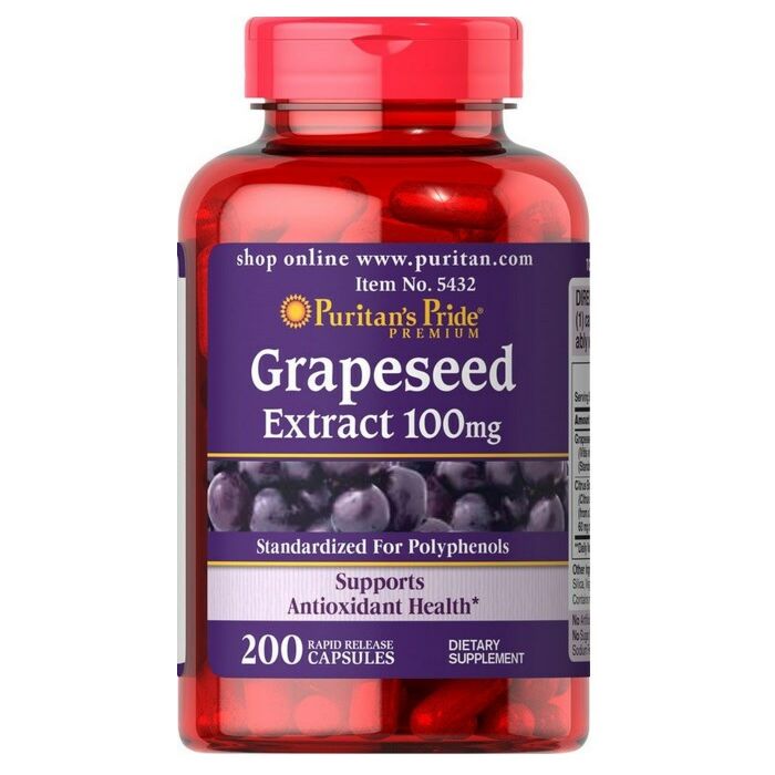 Антиоксиданты Puritans Pride Grape seed Extract 100mg 200 кап