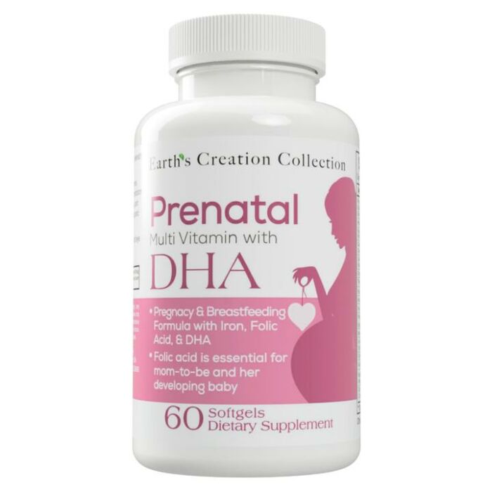Мультивитаминный комплекс, Витамины для женщин Earth's Creation Prenatal Plus DHA - 60 софт гель