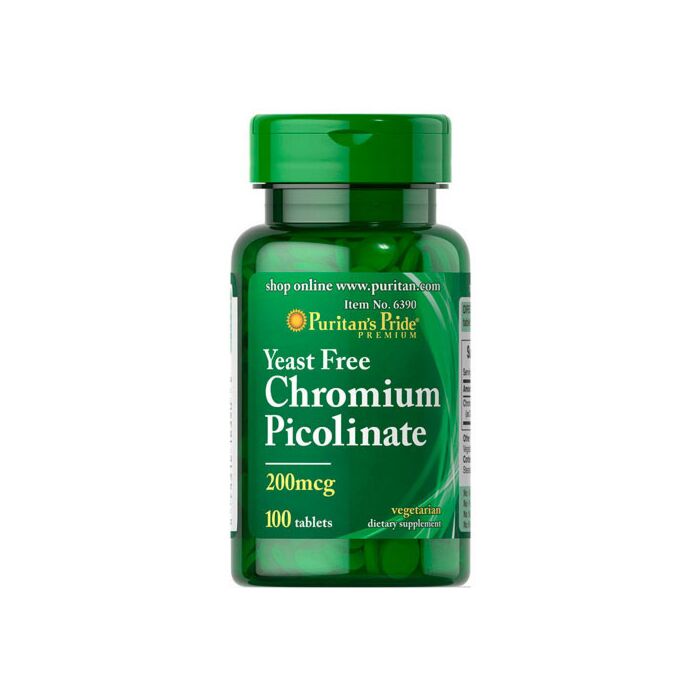 Puritans Pride Chromium Picolinate 200 mcg Yeast Free 100 tablets