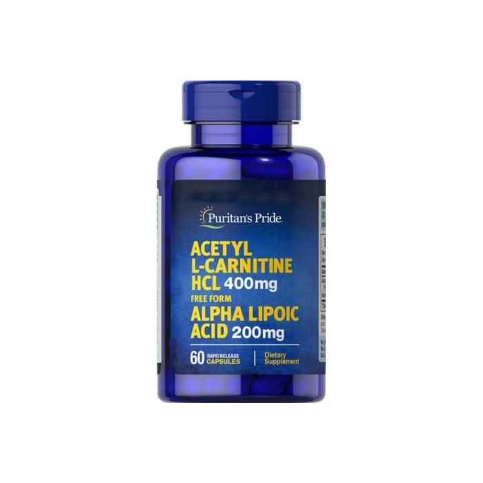 Жироспалювач Puritans Pride Acetyl L-Carnitine Free Form 400 mg with Alpha Lipoic Acid 200 mg - 60 кап