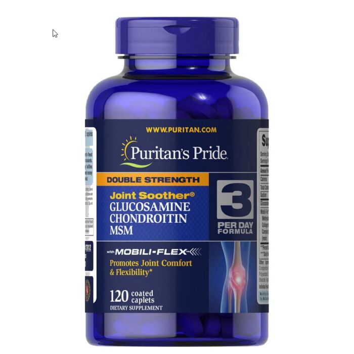 Комплекс для суставов и связок Puritans Pride Double Strength Glucosamine, Chondroitin & MSM Joint Soother® 120 каплет