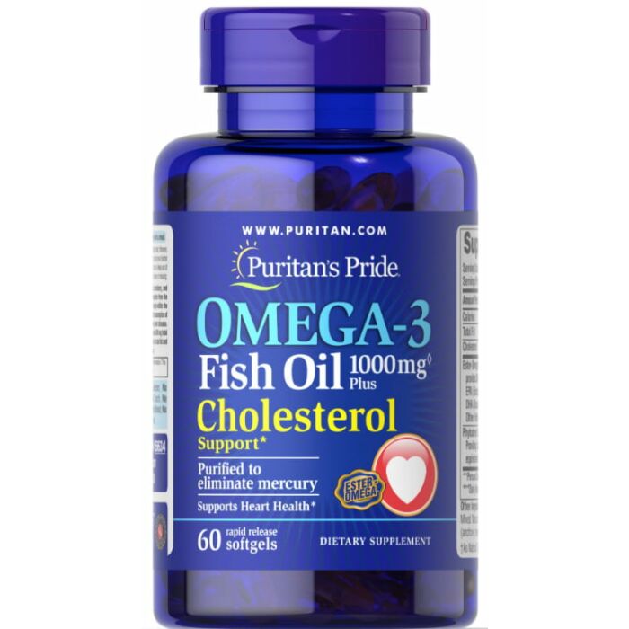 Омега жири Puritans Pride Omega-3 Fish Oil Plus Cholesterol Support 60 Softgels