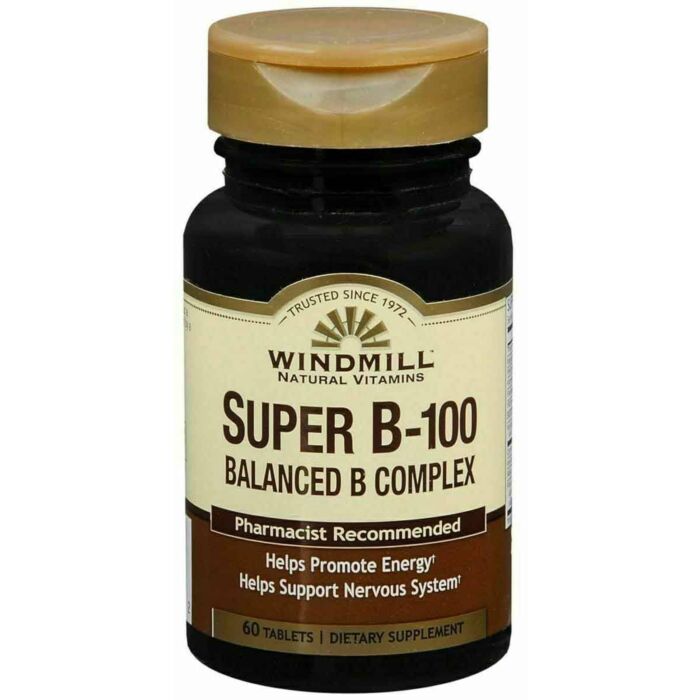 Витамин B  Super B-100 balanced b complex 60 tablets