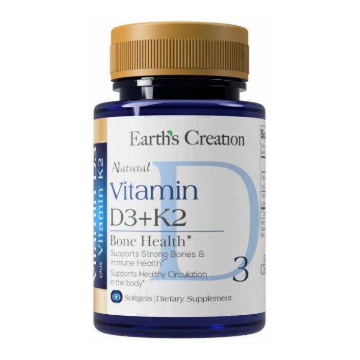 Витамин D Earth's Creation Vitamin D3 + K2 - 60 софт гель