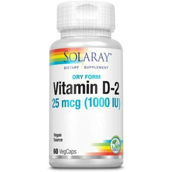 Витамин D Solaray Vitamin-D2 25mcg (1000 IU) 60 caps