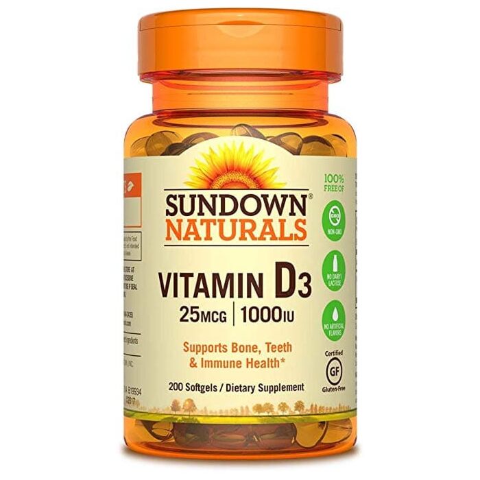 Витамин D Sundown Naturals Vitamin D3 1000 IU 200 Softgels