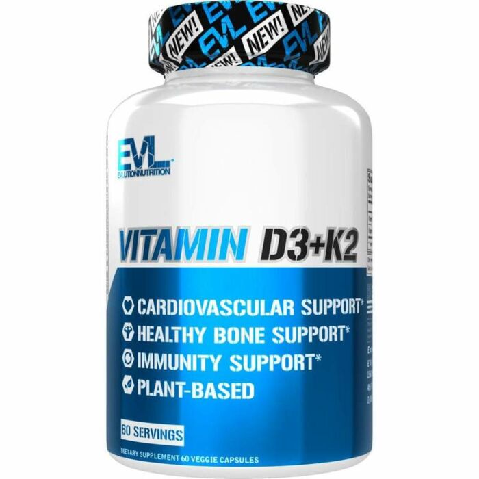 Витамин D, Витамин К-2 Evlution Nutrition VITAMIN D3+K2 60 caps (exp 12/2022)