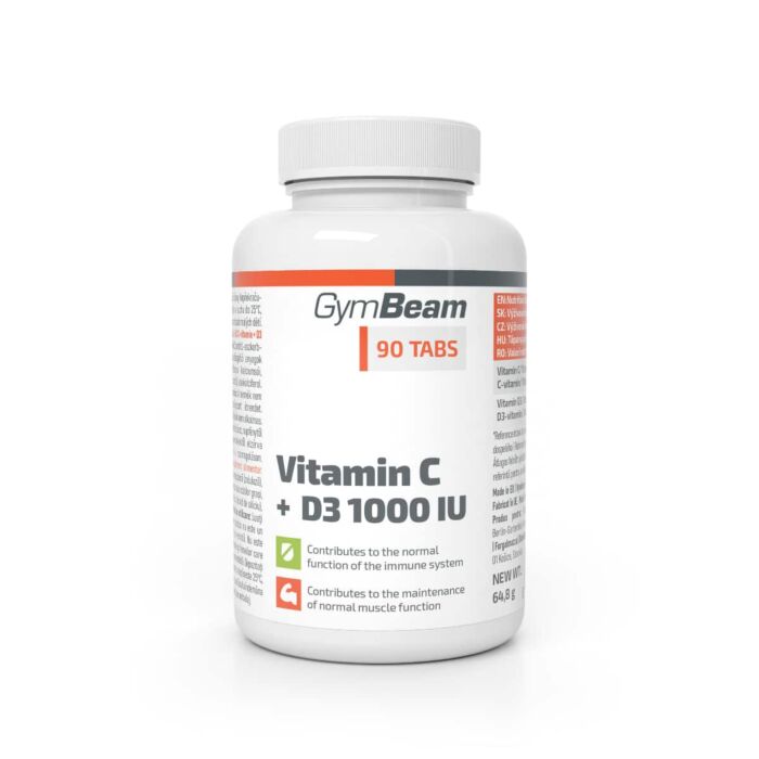 Вітамин С GymBeam Vitamin C + D3 1000 IU - 90 tab