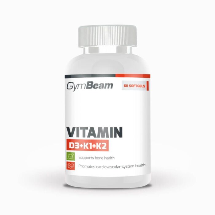 Витамин D, Витамин К-2 GymBeam Vitamin D3+K1+K2 60 softgels