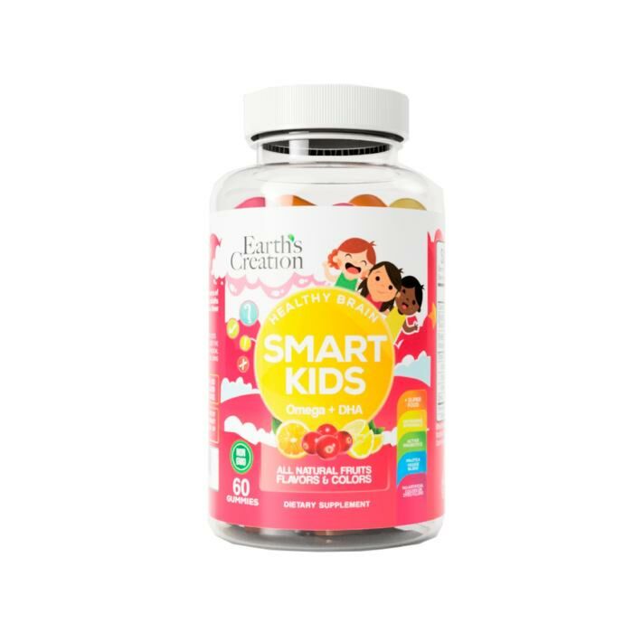 Омега жиры, Витамины для детей, Витамины для подростков Earth's Creation Smart Kids Omega 3 + DHA - 60 жеват. конфет