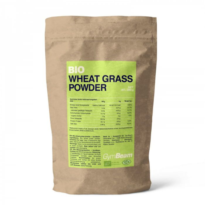 Спеціальна добавка GymBeam BIO Wheat Grass Powder - 200 g (exp 02/2024)
