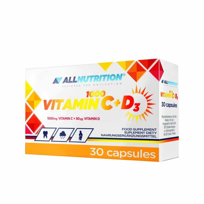 Витамин С, Витамин D AllNutrition Vitamin C + D3 1000 - 30 caps