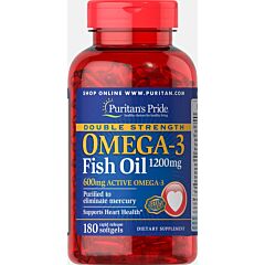 Double Strength Omega-3 Fish Oil 1200 mg/600 mg 180 Softgels