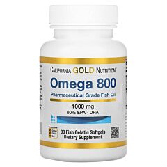 Omega 800 Pharmaceutical Grade Fish Oil, 80% EPA/DHA, Triglyceride Form, 1,000 mg - 30 Fish Gelatin Softgels