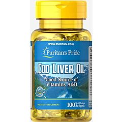 Картинка Puritan's pride Cod Liver Oil 415 mg 100 Softgels