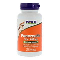 Картинка NOW Pancreatin 10X - 200 mg 100 Capsules